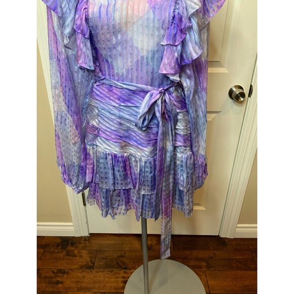 LoveShackFancy Purple Blue Watercolor Rain Drop Moxie Dress NWT $495, Size 8 - Picture 5 of 9